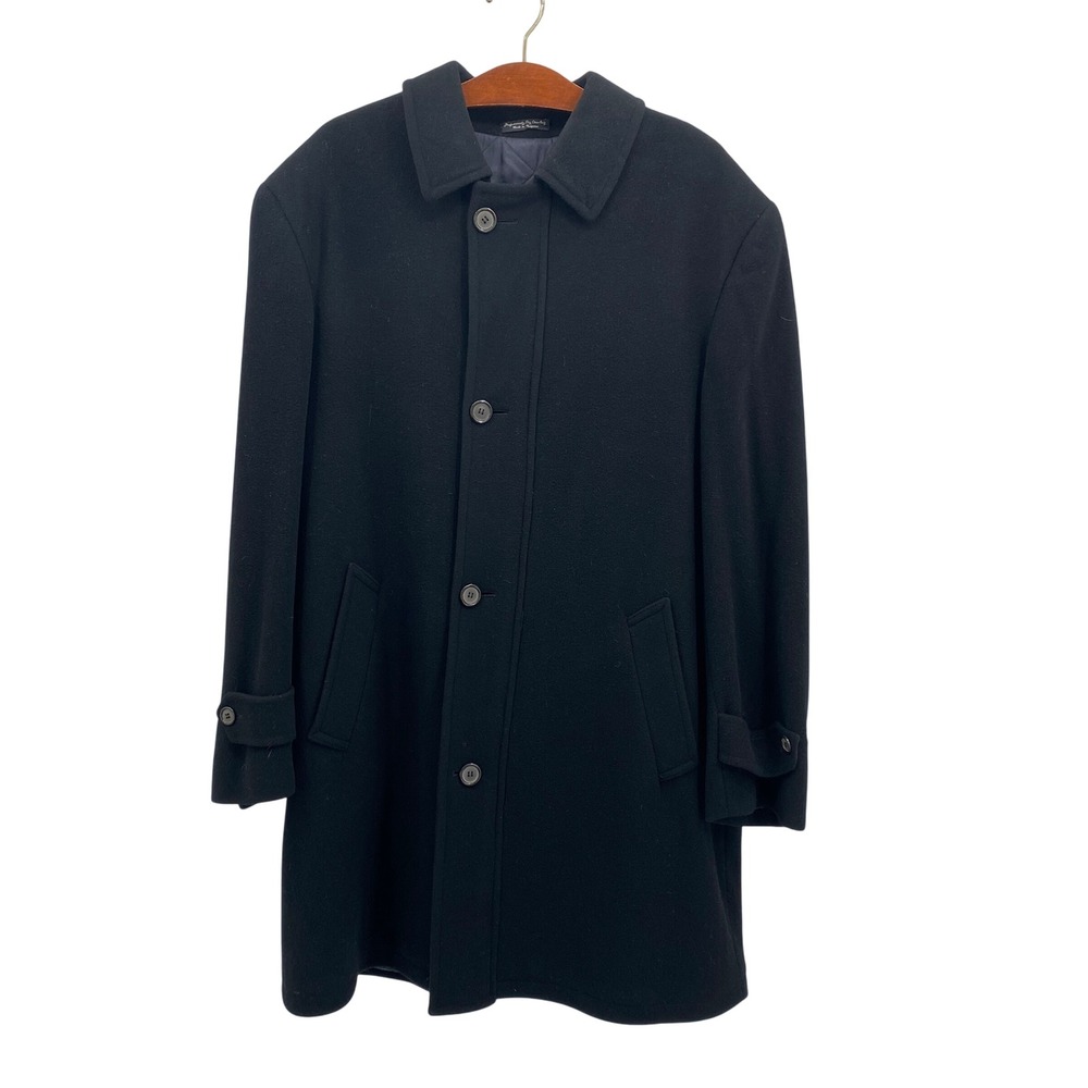 Barrington Mens XL Overcoat Black Wool‎ Blend Coat Classic Winter Jacket READ